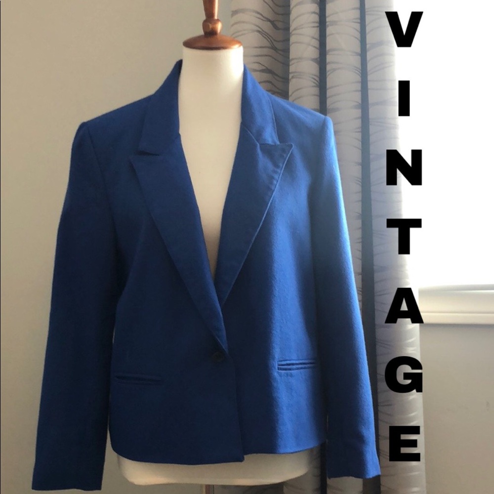 Vintage 80’s wool royal blue blazer